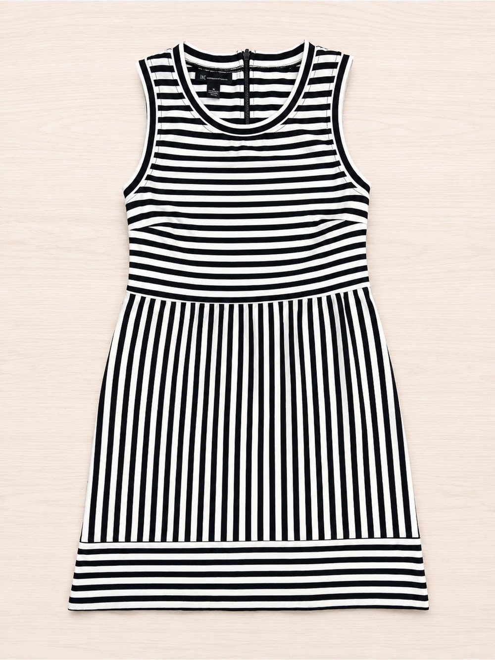 INC International Concepts Black and White Striped Midi Dress